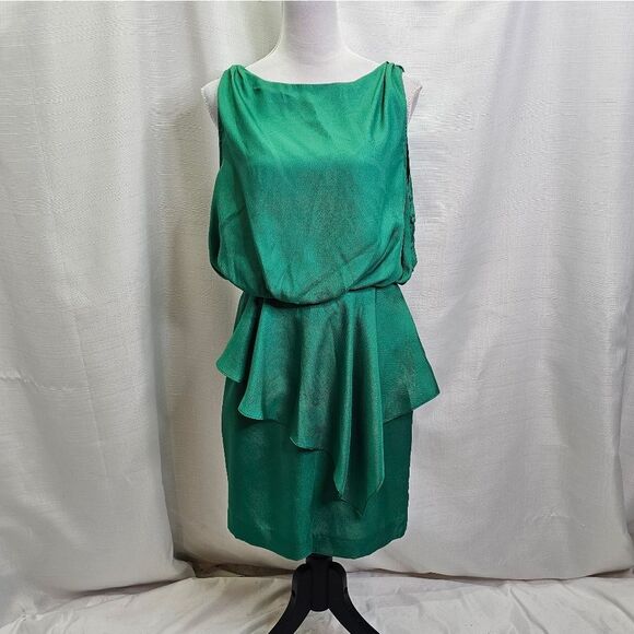 Ali Ro Green Peplum Cocktail Dress Size 6 - Picture 1 of 13